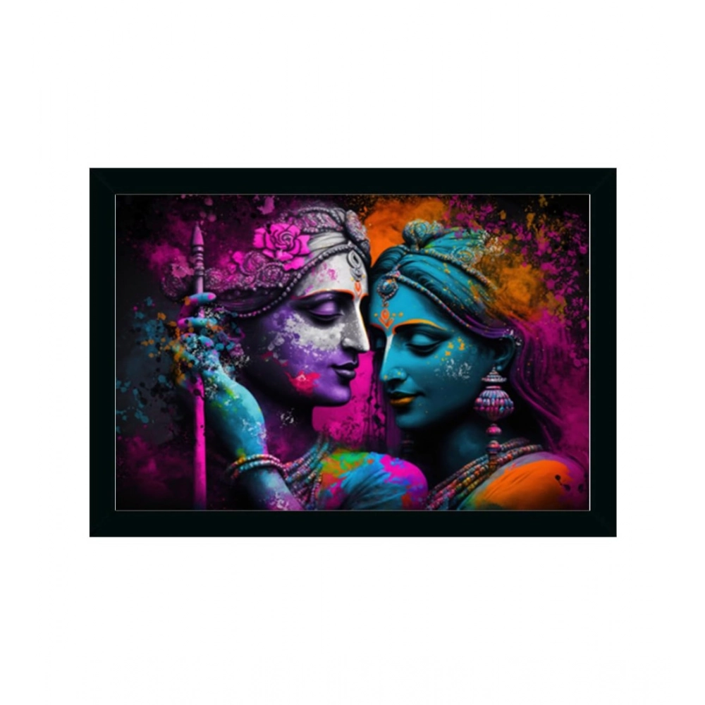 Radha Krishna Painting with Synthetic Photo Frame (Multicolor)