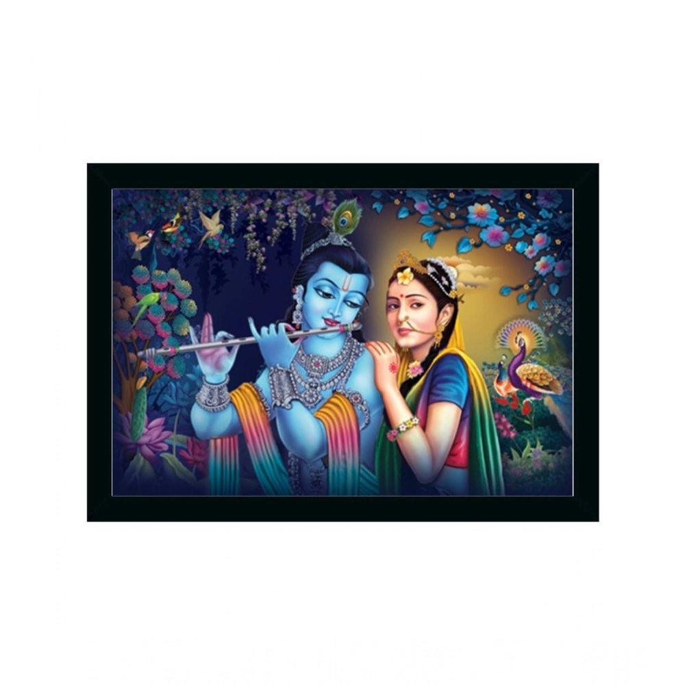 Radha Krishna Painting with Synthetic Photo Frame (Multicolor)