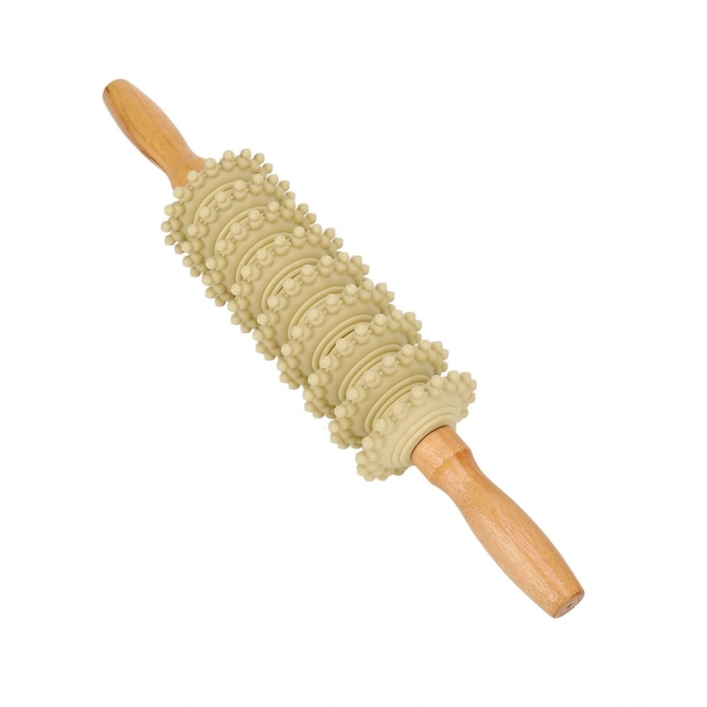 Wood 9 Wheel Body Massage Roller (Wood)