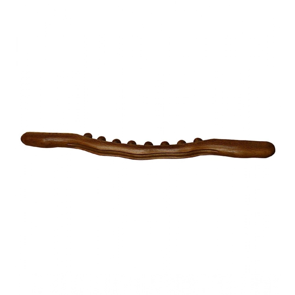 Wood Gua Sha Massager Therapy Tool Soft Manual 8 Beads Roller (Brown)