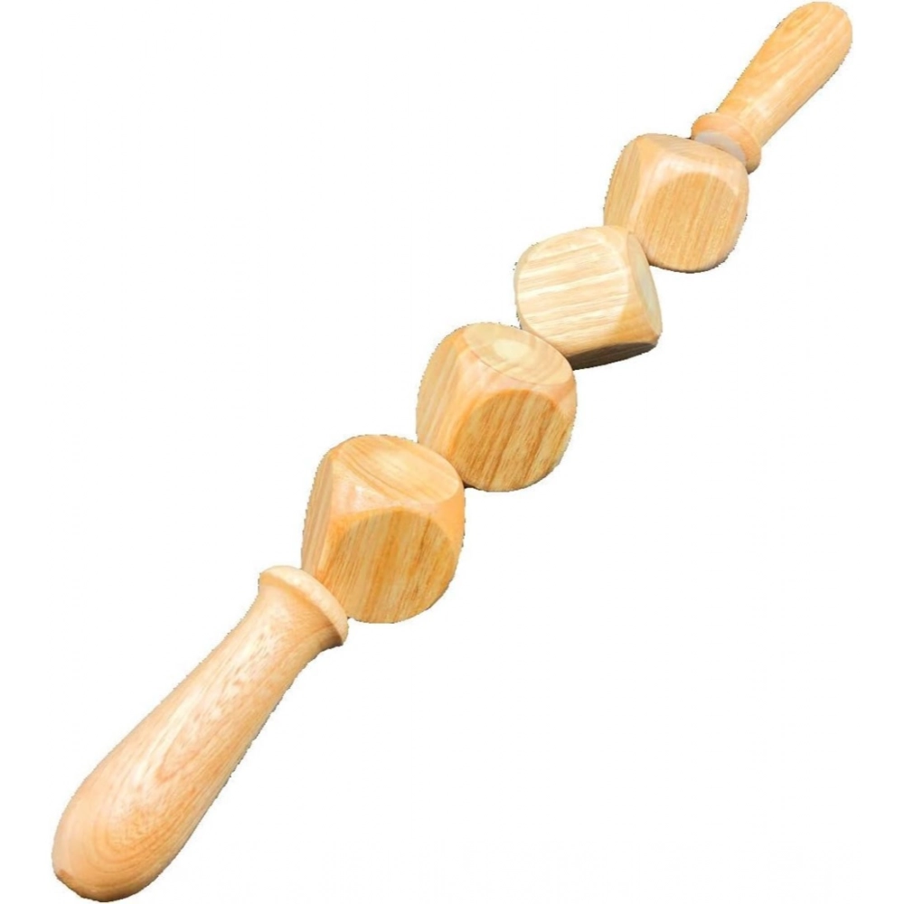Wood 4 Ball Body Roller Massager Stick (Wood)