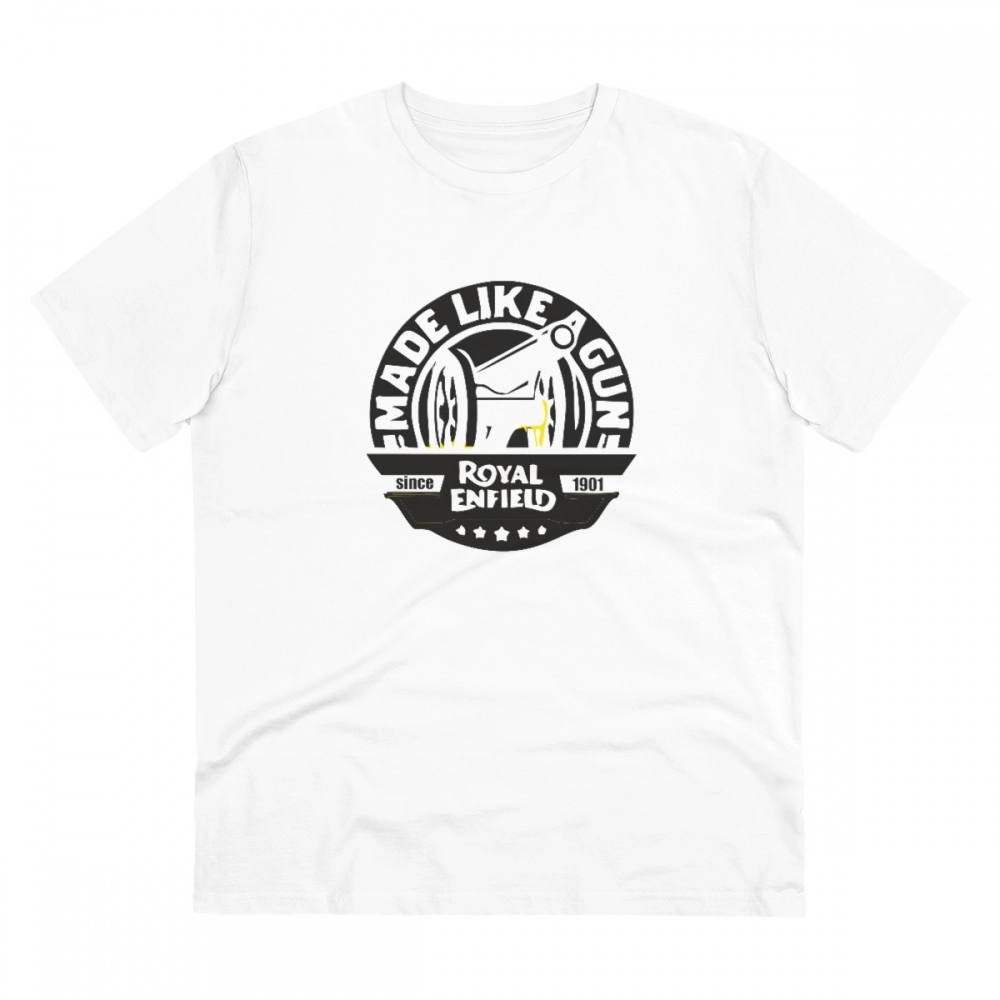 Men's PC Cotton Bike Ride Design Printed T Shirt (Color: White, Thread Count: 180GSM)